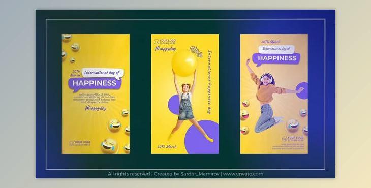 International Day of Happiness Emoji Instagram Story (Videohive 47863305) - AE Project