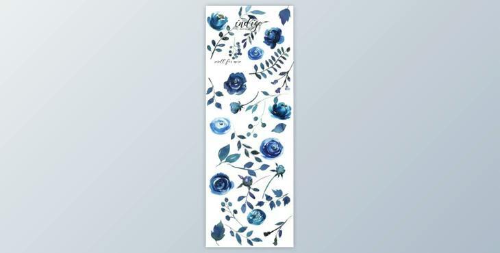 Indigo Blue Watercolor Flowers Set By whiteheartdesign (PNG, JPEG)