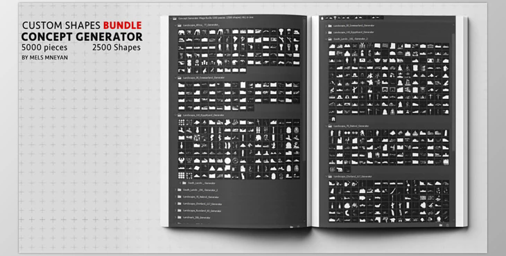 Artstation – Concept Generator Tool [Custom shape Mega BUNDLE – 5200 pieces ] [Photoshop]