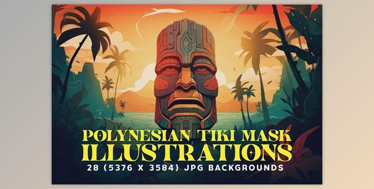 28 Polynesian Tiki Mask Illustrations