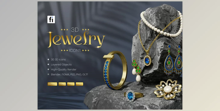 3D Jewelry Icon Set ZVUW9KE