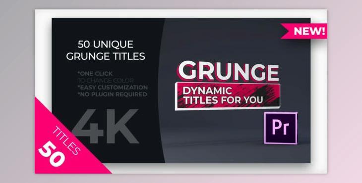 50 Grunge Titles MOGRT (Videohive 23198190) - AE Project