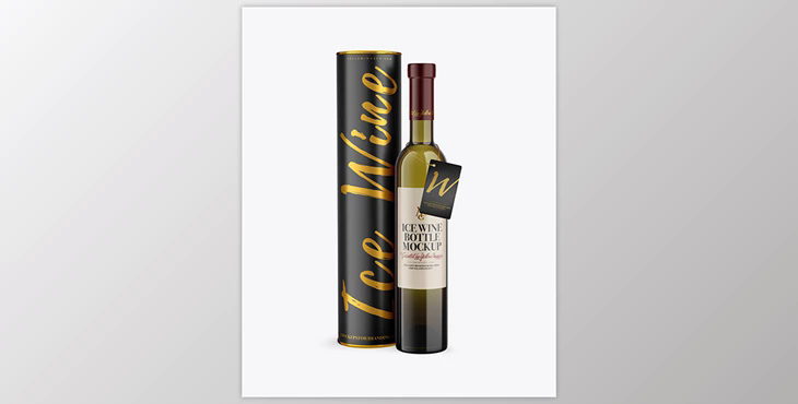 Antique Green Glass White Wine Bottle With Tube Mockup 79212 TIF