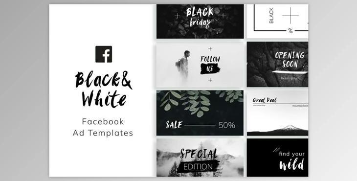 Black & White Facebook Ad Templates (PSD, ai)