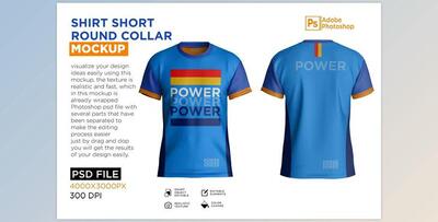 Shirt Short Collar Round Mockup CreativeMarket - 7249963