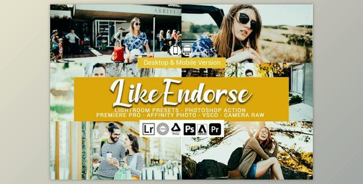 Like Endorse Lightroom Presets and LUTs CreativeMarket 5157307