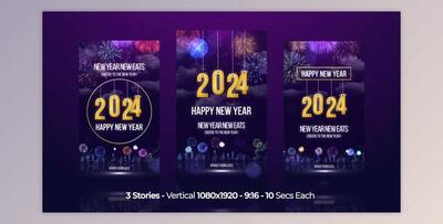 Happy New Year Wishes 2024 Instagram Stories (Videohive 49906155) - AE Project