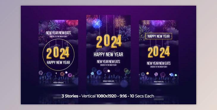 Happy New Year Wishes 2024 Instagram Stories (Videohive 49906155) - AE Project
