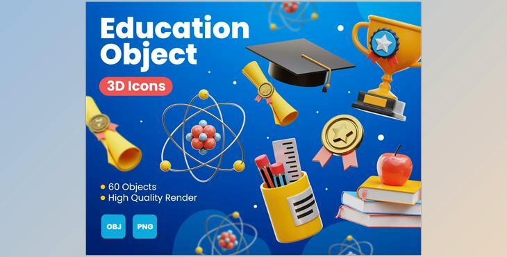 UI8 – Education Object 3D Icons