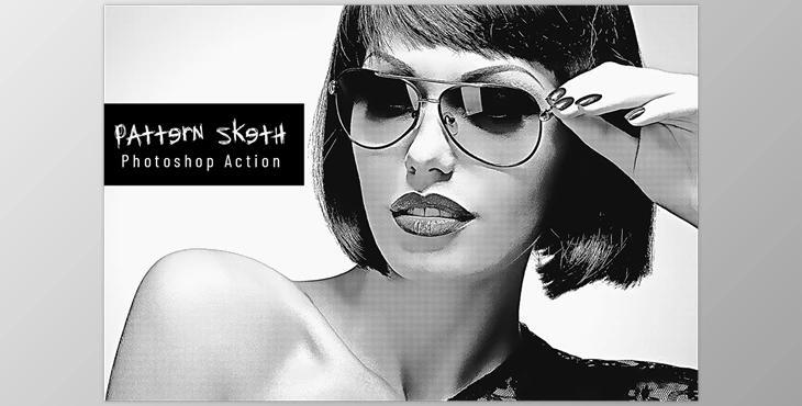 Pattern Sketch Photoshop Action CreativeMarket - 7377267