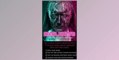 Digital Painting + 10 Duo Neon Light Contrast – Photoshop Action GraphicRiver-30220055