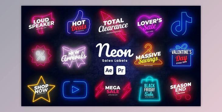 Neon Sale Labels (Videohive 51198950) - AE Project