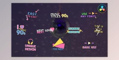 90's Music Titles Davinci Resolve (Videohive 54411589)