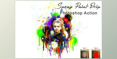 Spray Paint Drip Photoshop Action CreativeMarket - 7802947