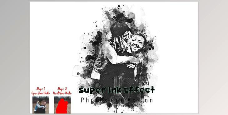 Super Ink Effect Photoshop Action CreativeMarket - 7279554