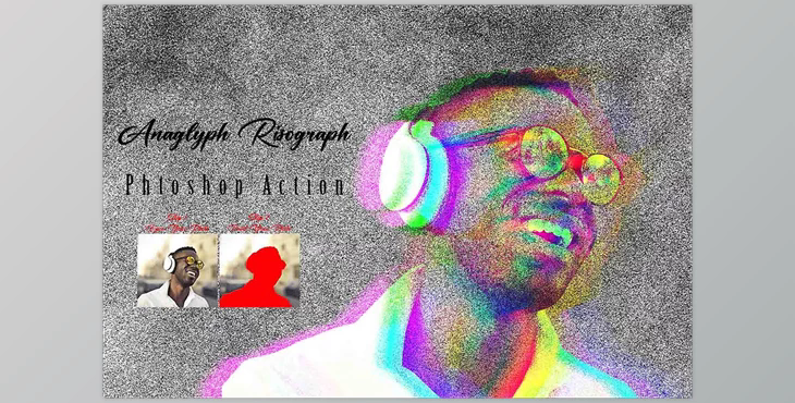 Anaglyph Risograph Photoshop Action Creative Market - 13469498