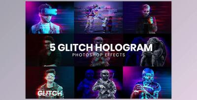 Hologram Glitch Photoshop Effects CreativeMarket - 10992829