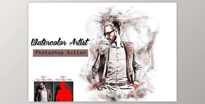 Watercolor Artist Photoshop Action Creativemarket - 16494972