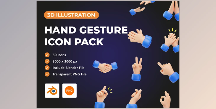 UI8 – Hand Gesture 3D Icon Pack