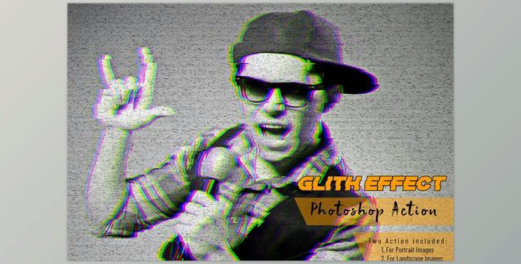 Glitch Effect Photoshop Action CreativeMarket - 7287266