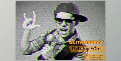 Glitch Effect Photoshop Action CreativeMarket - 7287266