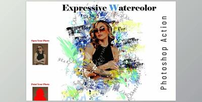 Expressive Watercolor PS Action CreativeMarket - 7120347