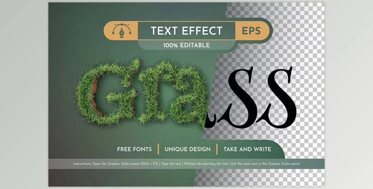 Realistic Grass Editable Text Effect - 91896210