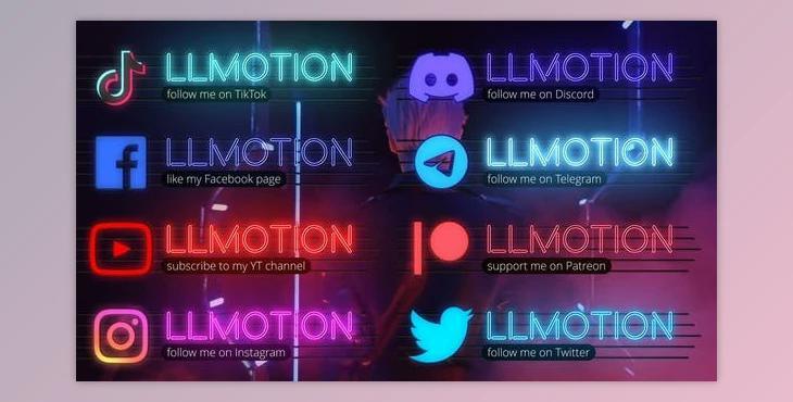 Neon Social Media Lower Thirds (Videohive 44936909)