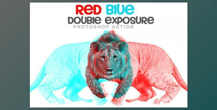 Red blue Double exposure Action