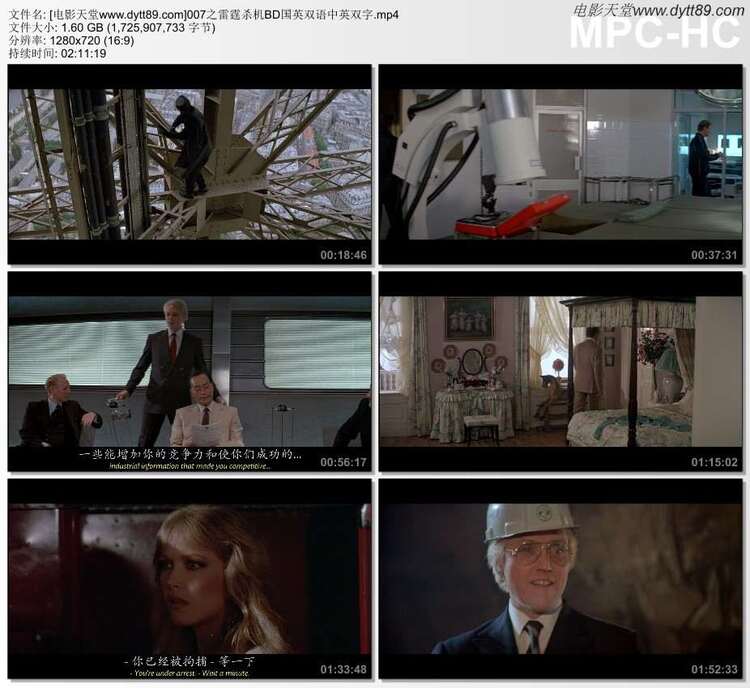 1985年英国经典动作片《007之雷霆杀机》BD国英双语中英双字