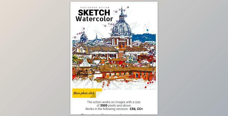 Sketch Watercolor Photoshop Action - GraphicRiver 29322198 (ATN , PAT , ABR)