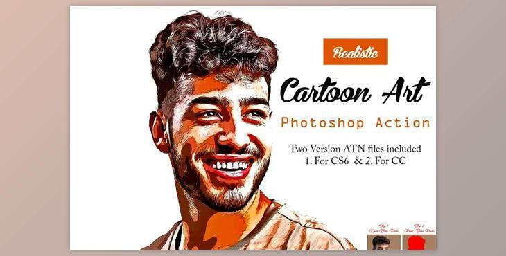 Realistic Cartoon Art Photoshop Action Creativemarket - 16530456
