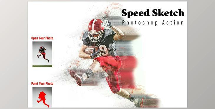 Speed Sketch Photoshop Action CreativeMarket - 6852638