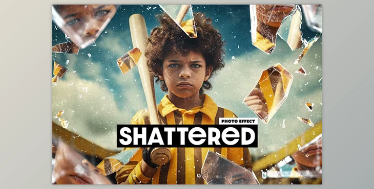 Shattered Glass Pieces Photo Effect - 92480040