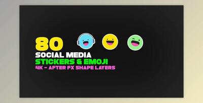 Emoji And Social Media Stickers 4K Pack (Videohive 36353407) - AE Project