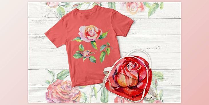 Elegant Red Roses PNG Watercolor Set By WatercolorPNG