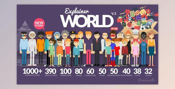 Explainer World Video Toolkit Library V3 (Videohive 21021730) - AE Project