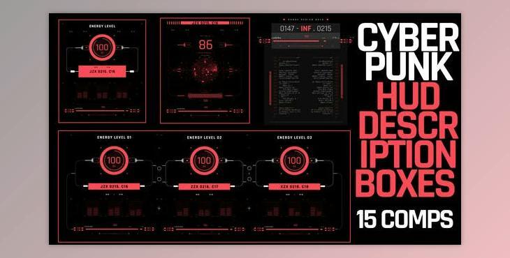 Cyberpunk Hud Description Boxes (Videohive 39654279) - AE Project