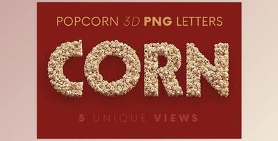 Popcorn – 3D Lettering CreativeMarket - 7824345