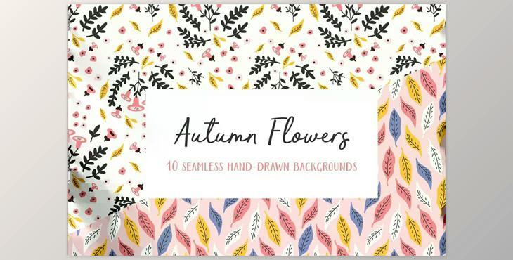 Autumn Flowers Seamless Patterns CreativeMarket