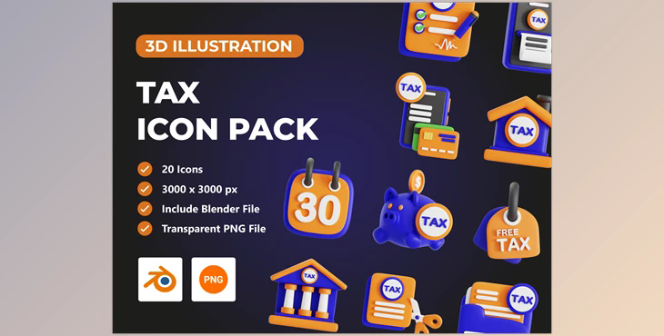 UI8 – Tax 3D Icon Set