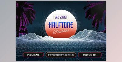 14 Halftone Procreate & PS Brushes CreativeMarket-5617688 (ABR, BRUSH)