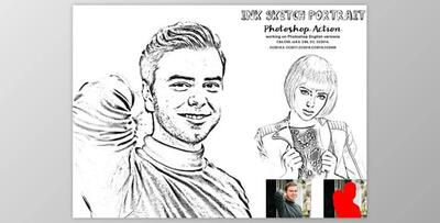 Ink Sketch Portrait Photoshop Action By Studio Retouch (Atn, pdf, txt)