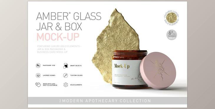 Amber Glass Jar & Box Mock-Up Vol.2 CreativeMarket-5254432