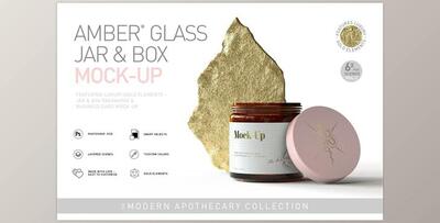 Amber Glass Jar & Box Mock-Up Vol.2 CreativeMarket-5254432