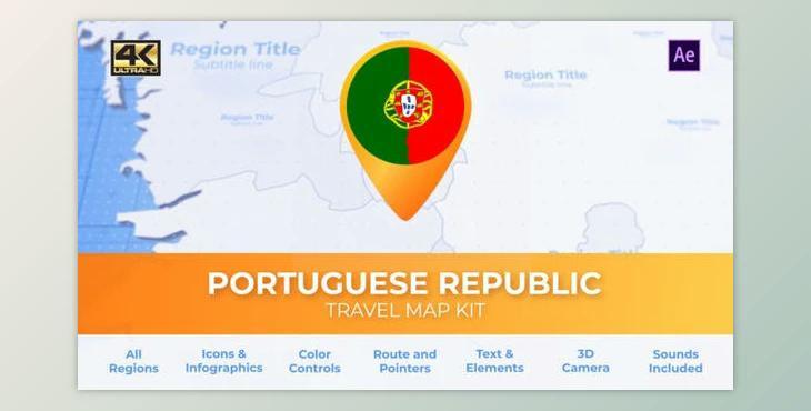 Portugal Map - Portuguese Republic Travel Map (Videohive)