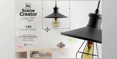 30 PSD isolated ceiling lamps CreativeMarket-5869112 (PNG, PSD)
