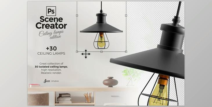30 PSD isolated ceiling lamps CreativeMarket-5869112 (PNG, PSD)