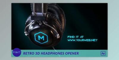 Retro 3d Headphones Podcast Intro (Videohive 54573788) - AE Project