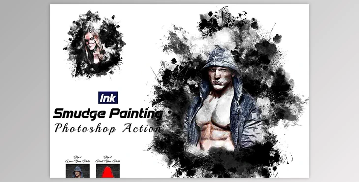 Ink Smudge Painting Photoshop Action - 92080041